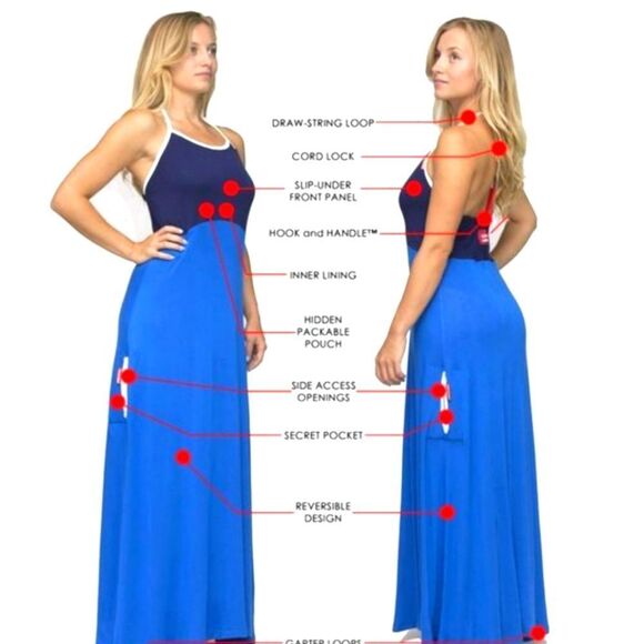 The Undress Dresses & Skirts - The Undress By Racerette Dress Womens L Blue Maxi Halter Stretch First Edition